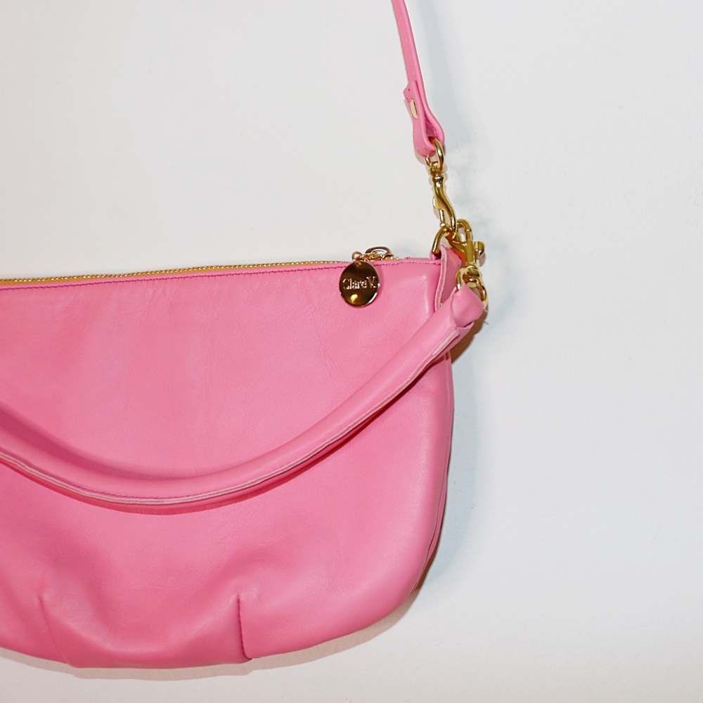 SOLD! ❤️ Clare V. Petit Moyen Messenger Satchel Bag In Pink Petal - Picture 8 of 16